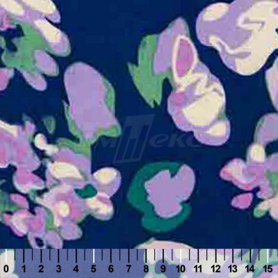 Штапель принт (100% вискоза) D4,C3, 110 гр/м2, шир.140см, принт цветы/василёк - купить в Пскове. Цена 343 руб.