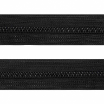 Рулонная молния с покрытием PVC спираль тип 3 (упак.270м) -черная с полосой СВО - купить в Пскове. Цена: 12.74 руб.