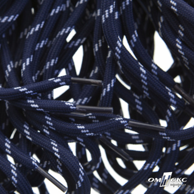 Шнурки #107-19, круглые 130 см, двухцветные цв.тём.синий/белый - купить в Пскове. Цена: 22.14 руб.