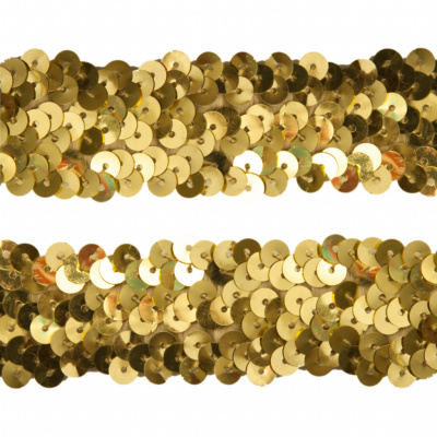 Тесьма с пайетками D16, шир. 30 мм/уп. 25+/-1 м, цвет золото - купить в Пскове. Цена: 1 087.39 руб.
