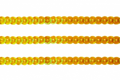 Пайетки "ОмТекс" на нитях, CREAM, 6 мм С / упак.73+/-1м, цв. 92 - золото - купить в Пскове. Цена: 484.77 руб.