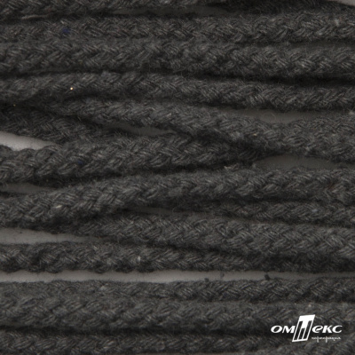 Шнур плетеный d-6 мм круглый, 70% хлопок 30% полиэстер, уп.90+/-1 м, цв.1088-т.серый - купить в Пскове. Цена: 588 руб.
