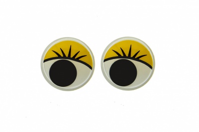 Глазки для игрушек, круглые, с бегающими зрачками, 12 мм/упак.50+/-2 шт, цв. -желтый - купить в Пскове. Цена: 95.04 руб.