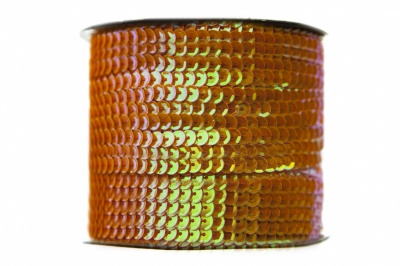 Пайетки "ОмТекс" на нитях, CREAM, 6 мм С / упак.73+/-1м, цв. 88 - оранжевый - купить в Пскове. Цена: 300.55 руб.