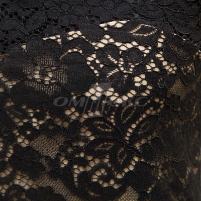 Кружевное полотно #3378, 150 гр/м2, шир.150см, цвет чёрный - купить в Пскове. Цена 370.97 руб.