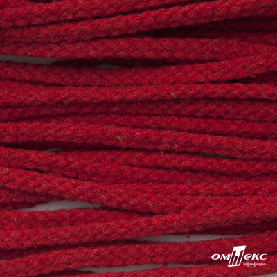 Шнур плетеный d-6 мм, круглый 70% хлопок 30% полиэстер, уп.90+/-1 м, цв.1064-красный - купить в Пскове. Цена: 594 руб.