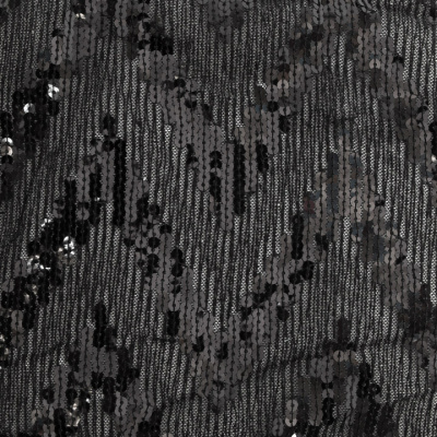 Трикотажное полотно с пайетками, шир.130 см, #311-бахрома чёрная - купить в Пскове. Цена 1 183.35 руб.