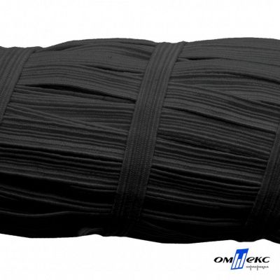 Резиновые нити с текстильным покрытием, шир. 6 мм (55 м/уп), цв.-черный - купить в Пскове. Цена: 210.75 руб.