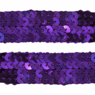 Тесьма с пайетками 12, шир. 20 мм/уп. 25+/-1 м, цвет фиолет - купить в Пскове. Цена: 778.19 руб.