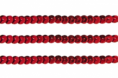 Пайетки "ОмТекс" на нитях, SILVER-BASE, 6 мм С / упак.73+/-1м, цв. 3 - красный - купить в Пскове. Цена: 468.37 руб.