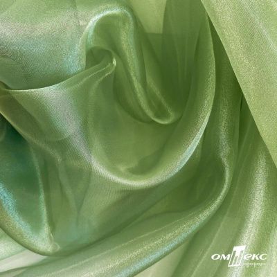 Ткань органза, 100% полиэстр, 28г/м2, шир. 150 см, цв. #27 зеленый - купить в Пскове. Цена 86.24 руб.