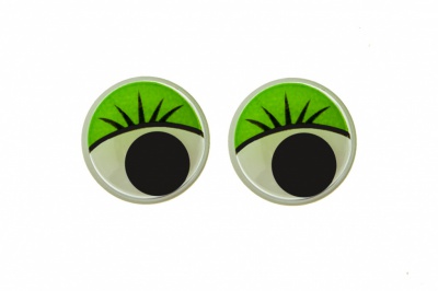 Глазки для игрушек, круглые, с бегающими зрачками, 15 мм/упак.50+/-2 шт, цв. -зеленый - купить в Пскове. Цена: 113.01 руб.