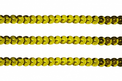 Пайетки "ОмТекс" на нитях, SILVER-BASE, 6 мм С / упак.73+/-1м, цв. 7 - св.золото - купить в Пскове. Цена: 468.37 руб.