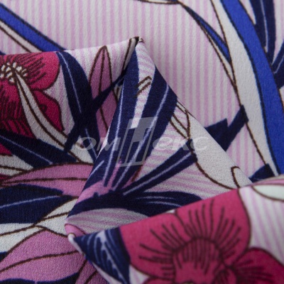 Плательная ткань "Фламенко" 18.1, 80 гр/м2, шир.150 см, принт растительный - купить в Пскове. Цена 239.03 руб.