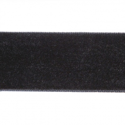 Лента бархатная нейлон, шир.25 мм, (упак. 45,7м), цв.03-черный - купить в Пскове. Цена: 800.84 руб.