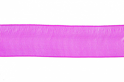 Лента органза 1015, шир. 10 мм/уп. 22,8+/-0,5 м, цвет ярк.розовый - купить в Пскове. Цена: 38.39 руб.