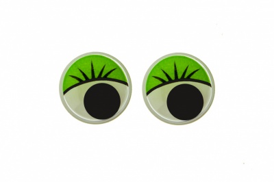 Глазки для игрушек, круглые, с бегающими зрачками, 12 мм/упак.50+/-2 шт, цв. -зеленый - купить в Пскове. Цена: 95.04 руб.