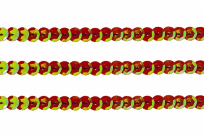 Пайетки "ОмТекс" на нитях, CREAM, 6 мм С / упак.73+/-1м, цв. 96 - красный - купить в Пскове. Цена: 484.77 руб.