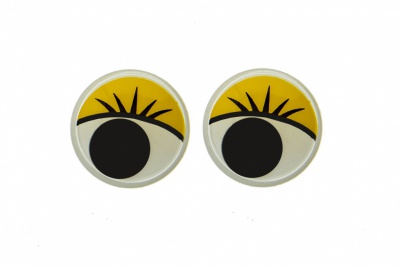 Глазки для игрушек, круглые, с бегающими зрачками, 15 мм/упак.50+/-2 шт, цв. -желтый - купить в Пскове. Цена: 113.01 руб.