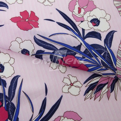 Плательная ткань "Фламенко" 18.1, 80 гр/м2, шир.150 см, принт растительный - купить в Пскове. Цена 239.03 руб.