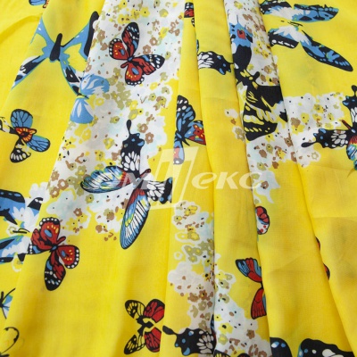Плательная ткань "Софи" 7.2, 75 гр/м2, шир.150 см, принт бабочки - купить в Пскове. Цена 241.49 руб.
