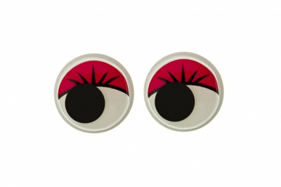 Глазки для игрушек, круглые, с бегающими зрачками, 12 мм/упак.50+/-2 шт, цв. -красный - купить в Пскове. Цена: 95.04 руб.