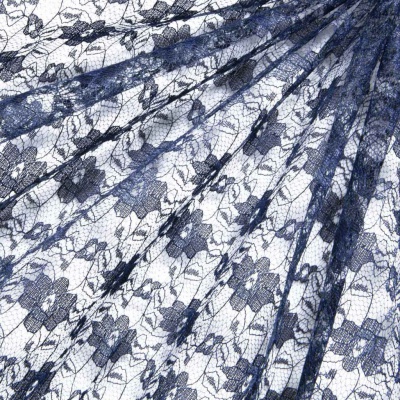 Кружевное полотно гипюр 10102, шир.150 см, цвет т.синий/dark blue - купить в Пскове. Цена 177.14 руб.