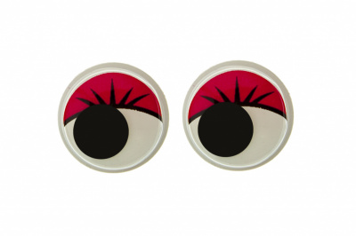 Глазки для игрушек, круглые, с бегающими зрачками, 15 мм/упак.50+/-2 шт, цв. -красный - купить в Пскове. Цена: 113.01 руб.